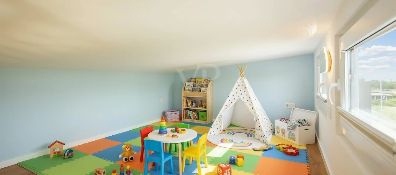 Schlafnische digital als Kinderbereich gestaltet