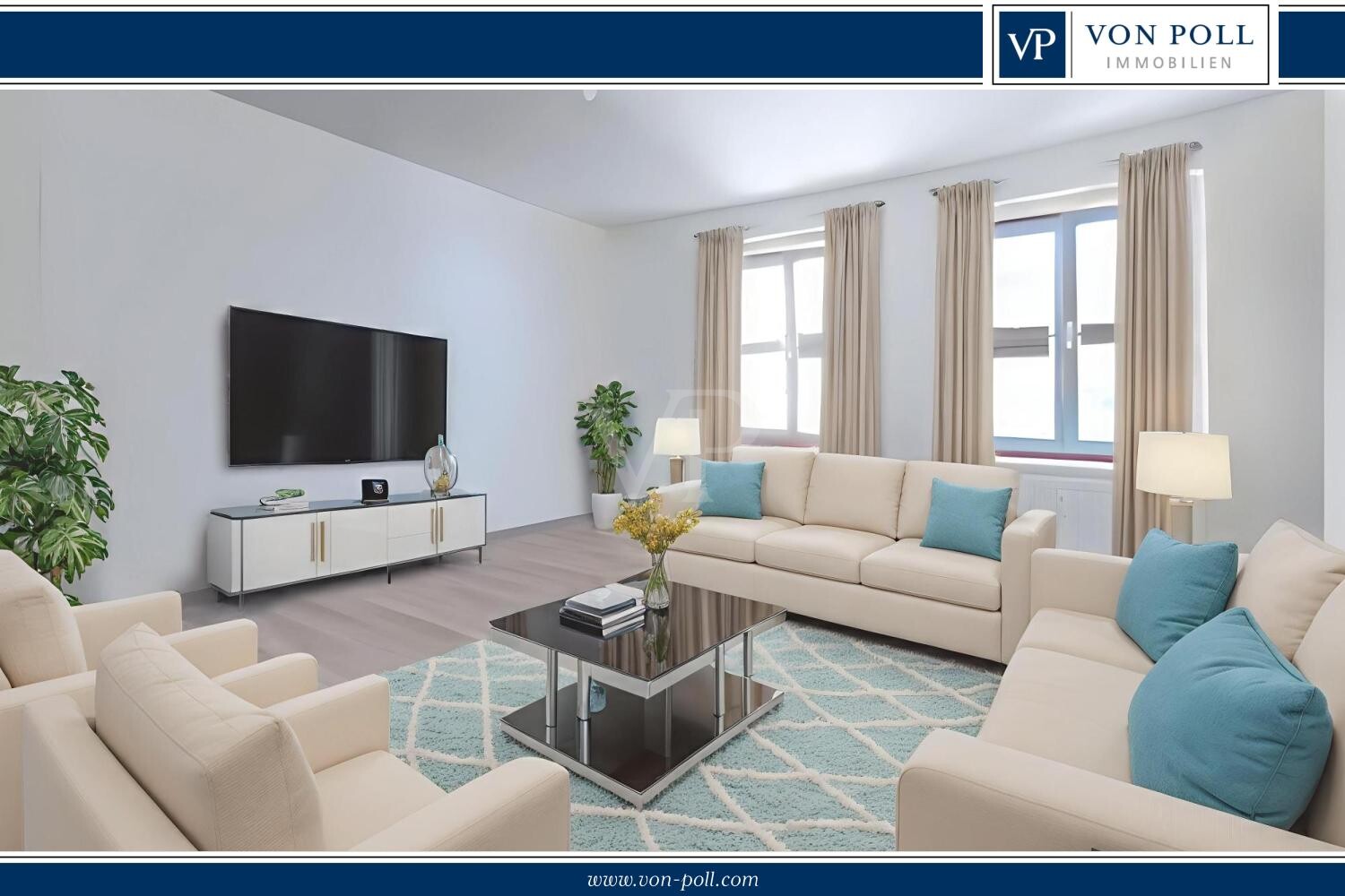 Wohnzimmer digital möbliert