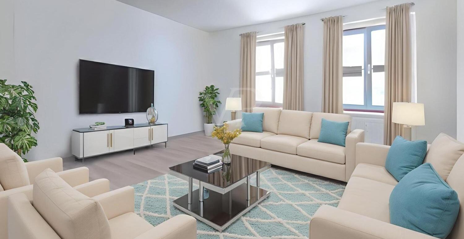 Wohnzimmer digital möbliert