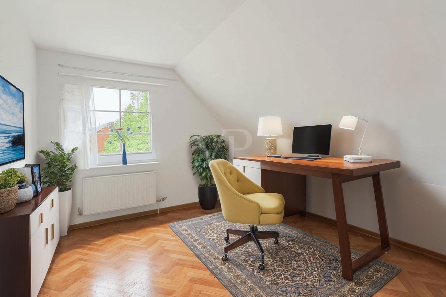 Schlafzimmer DG als Arbeitszimmer digital saniert