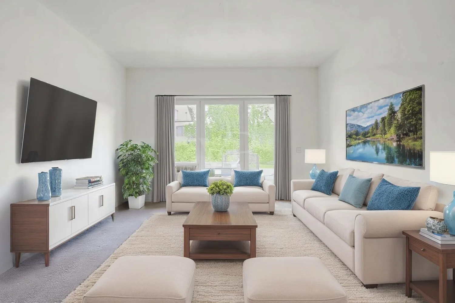 Wohnzimmer digital möbliert