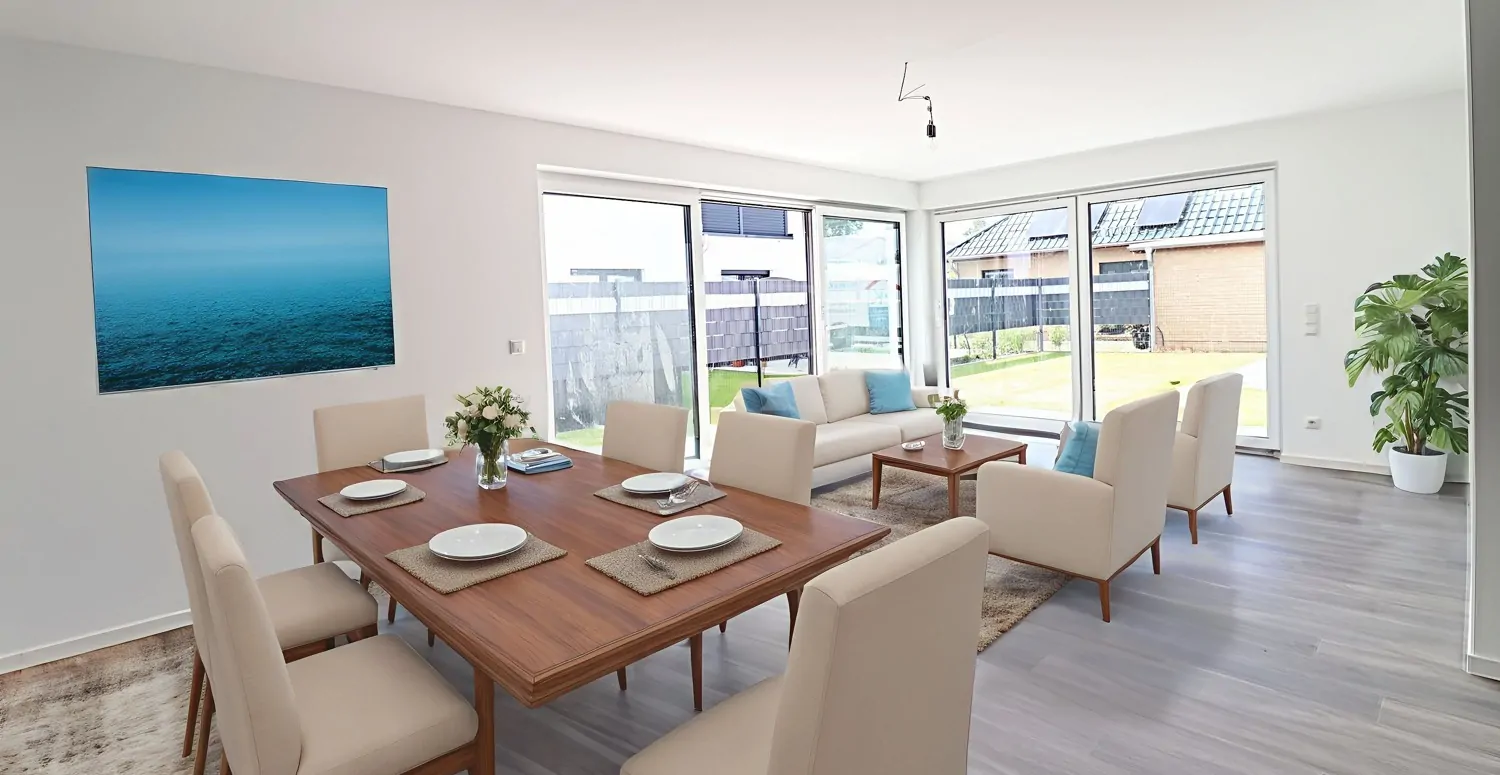 Wohnzimmer digital möbliert