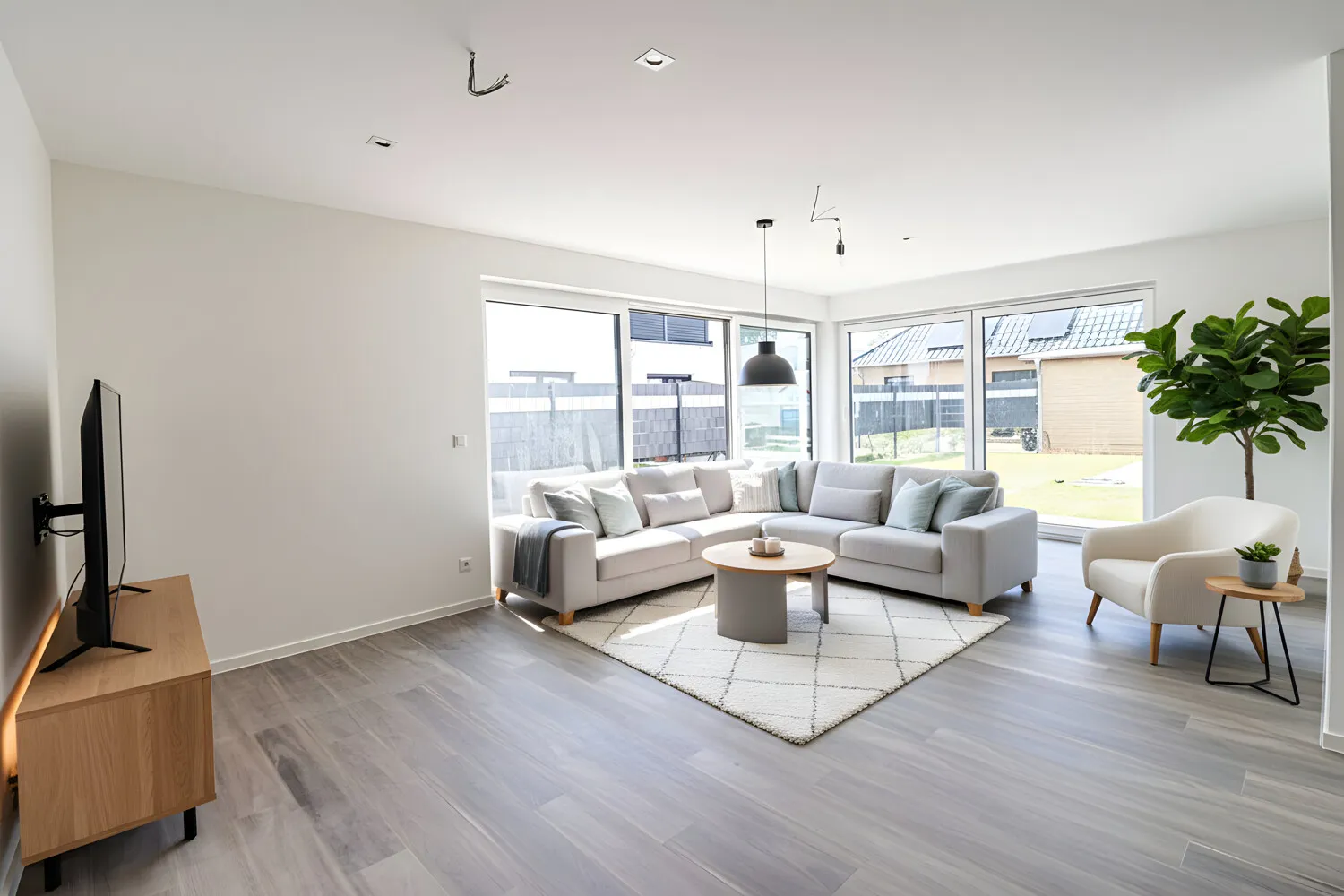 Wohnzimmer digital möbliert