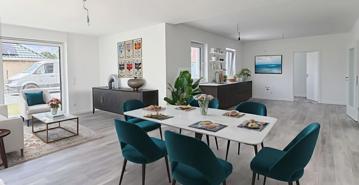 Esszimmer digital möbliert