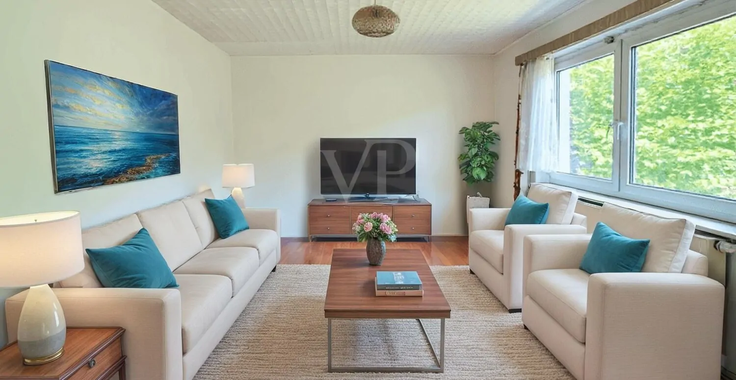 Wohnzimmer digital möbliert