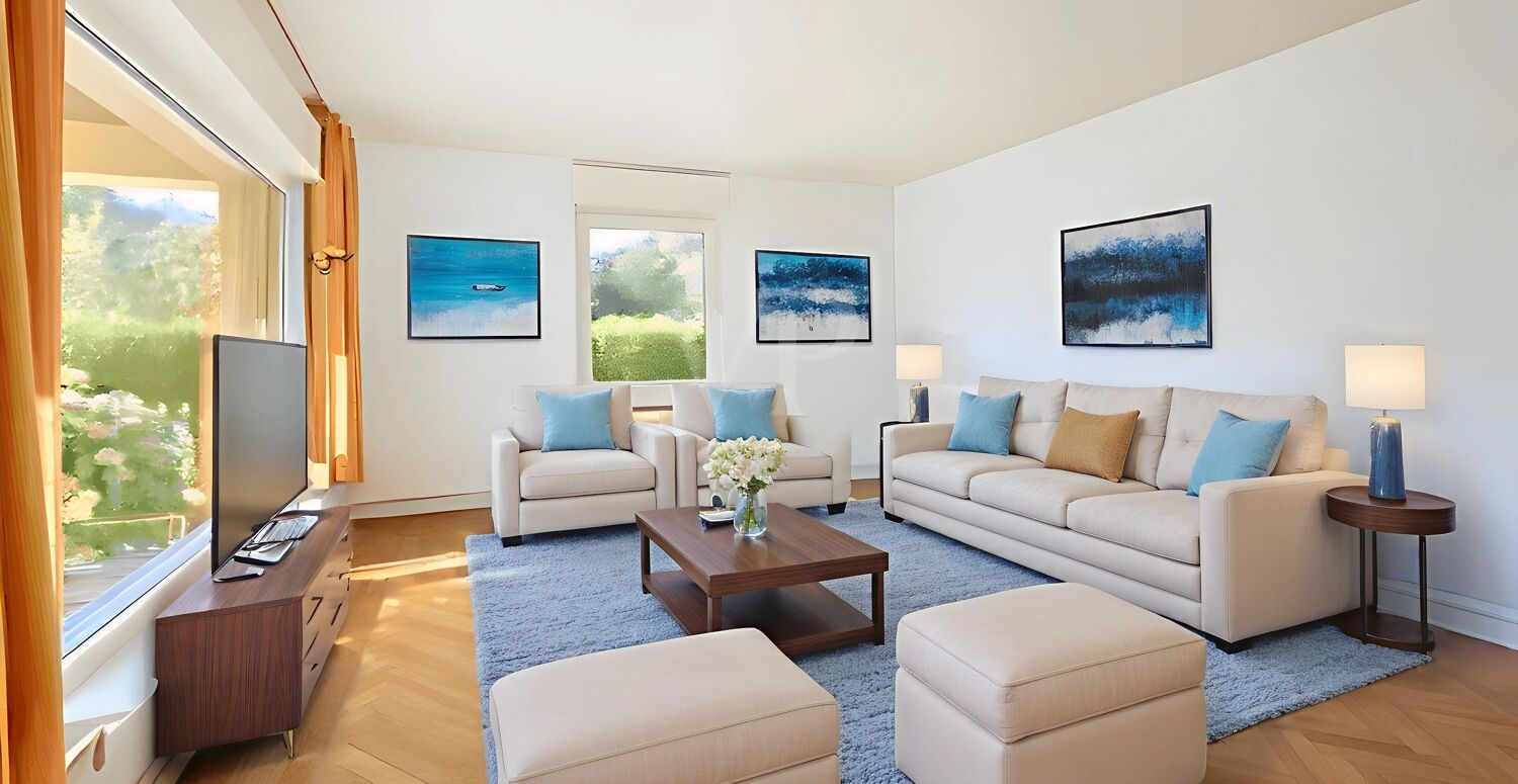 Wohnzimmer digital möbliert