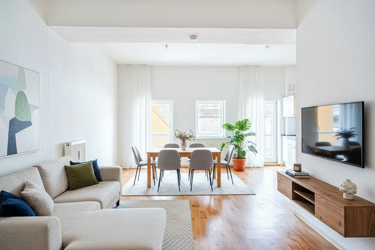 Wohnküche digital möbliert