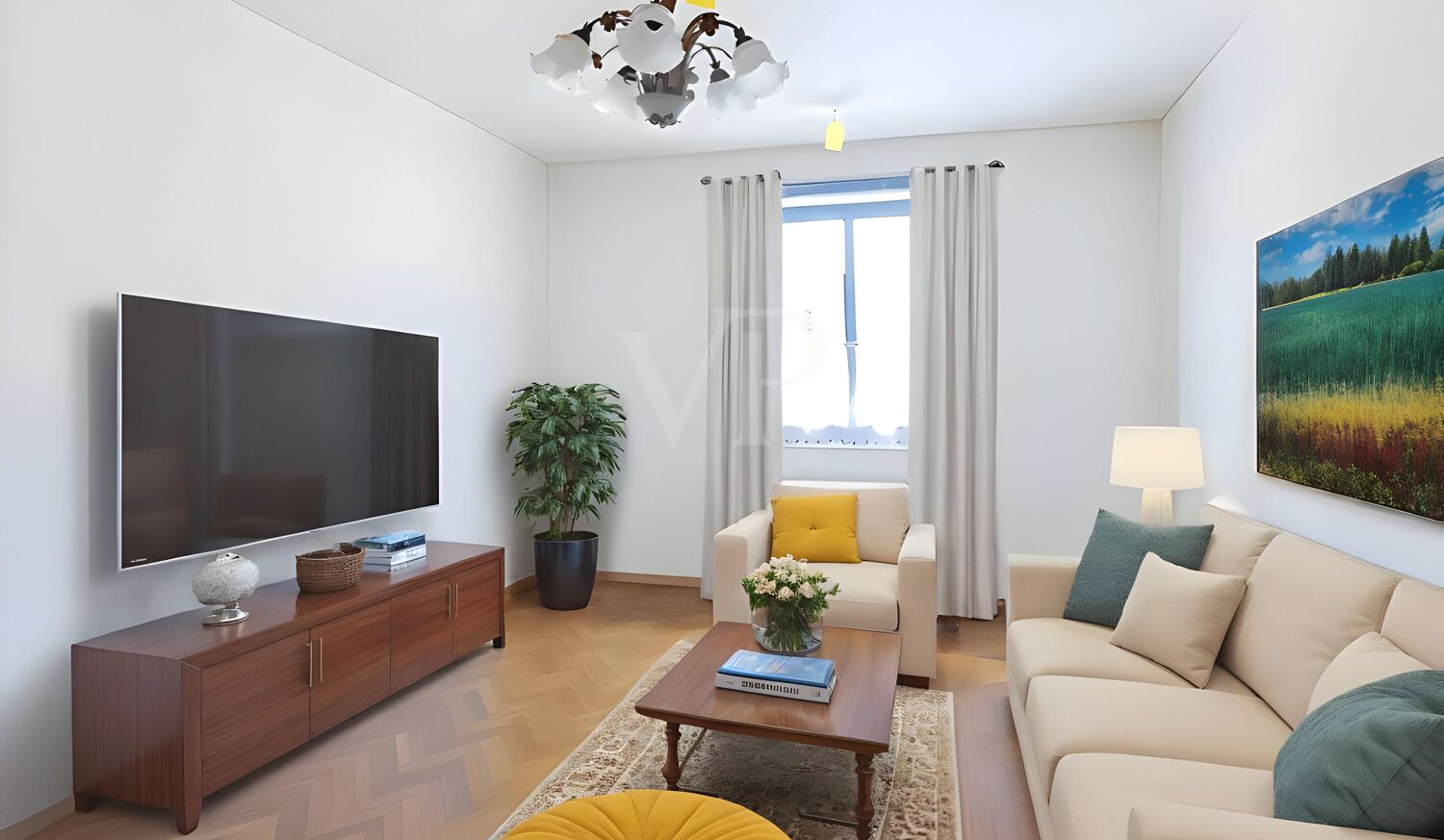 Wohnzimmer digital möbliert