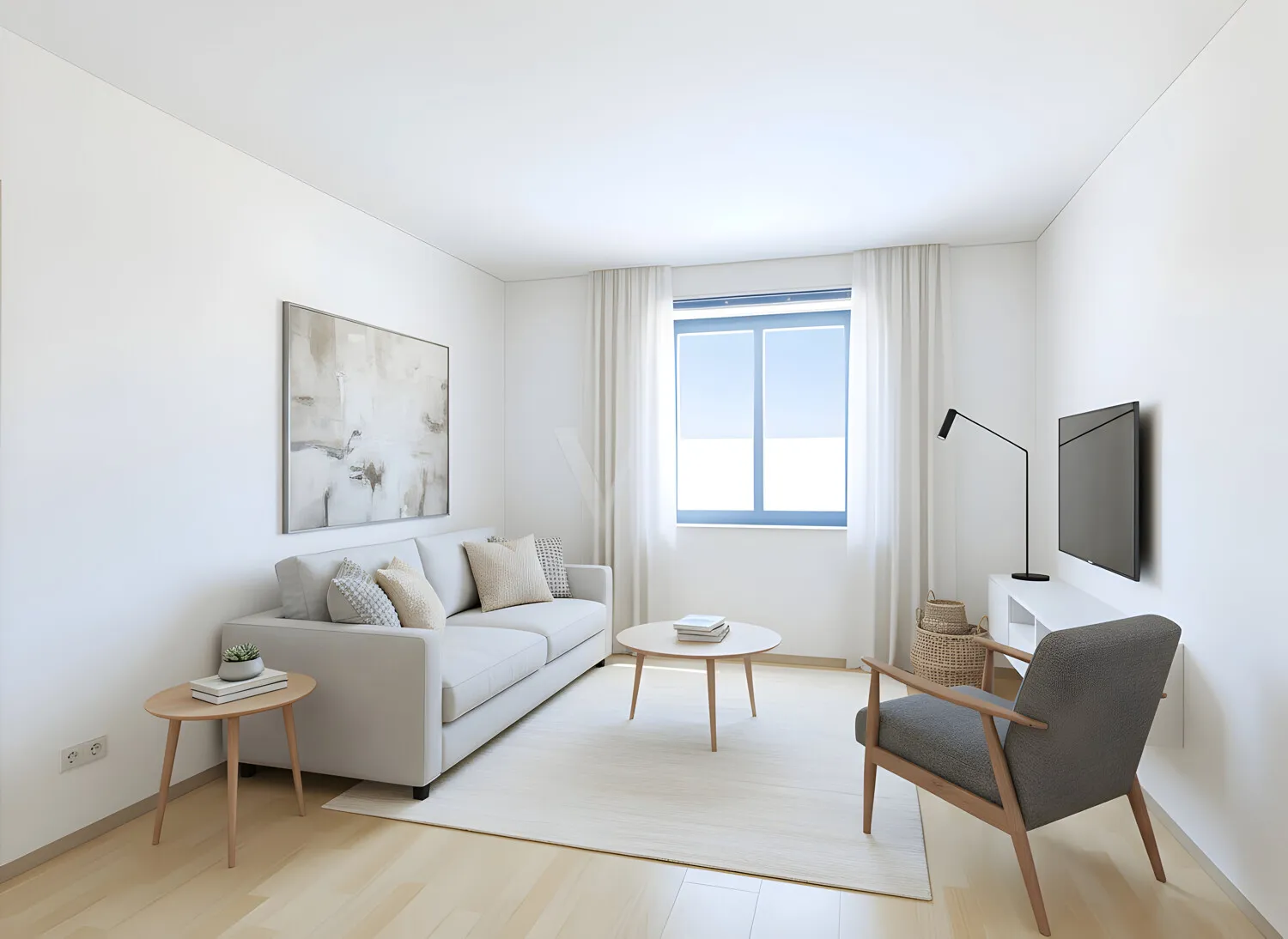 Wohnzimmer digital möbliert