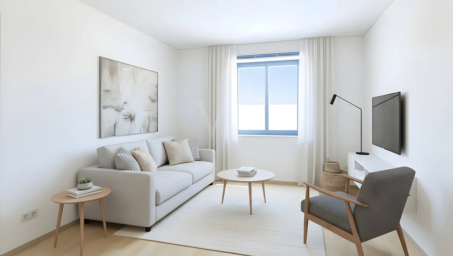 Wohnzimmer digital möbliert