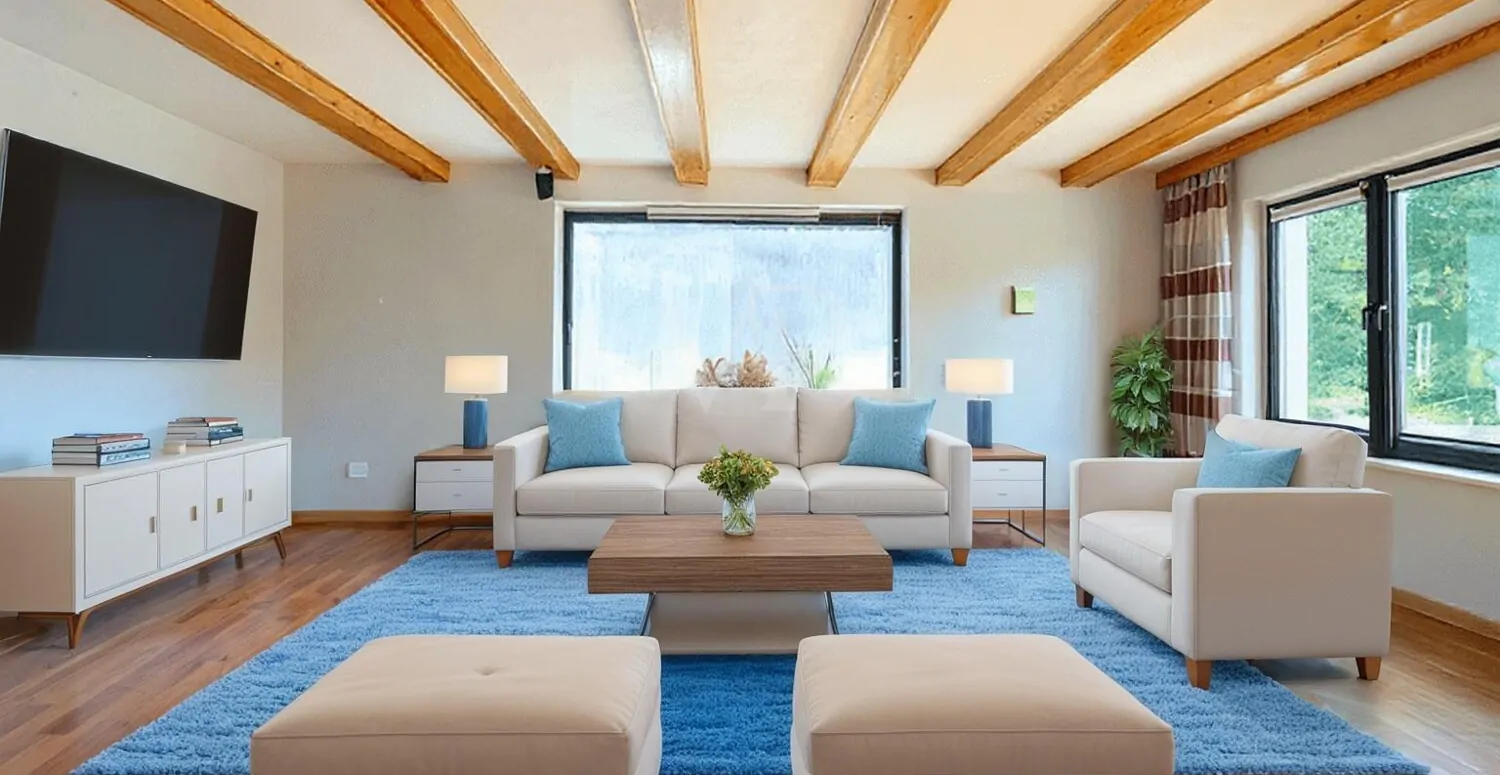 Wohnzimmer digital möbliert