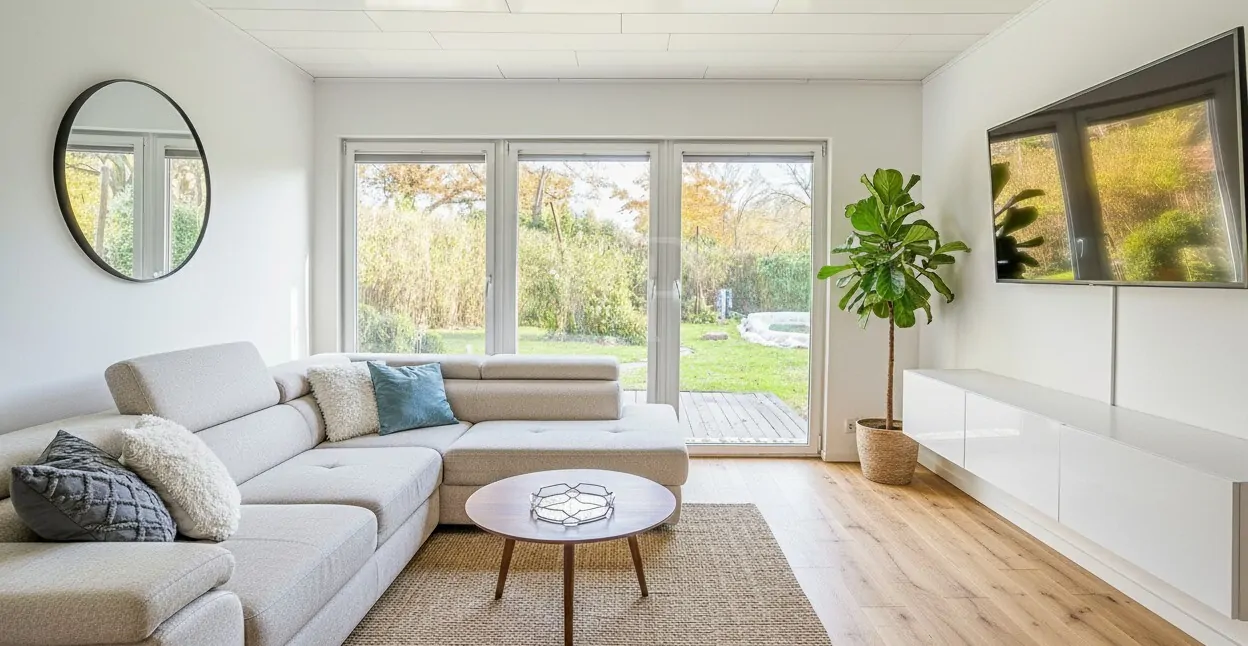 Wohnzimmer digital möbliert