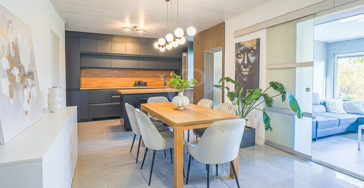 Wohn- Essbereich digital möbliert