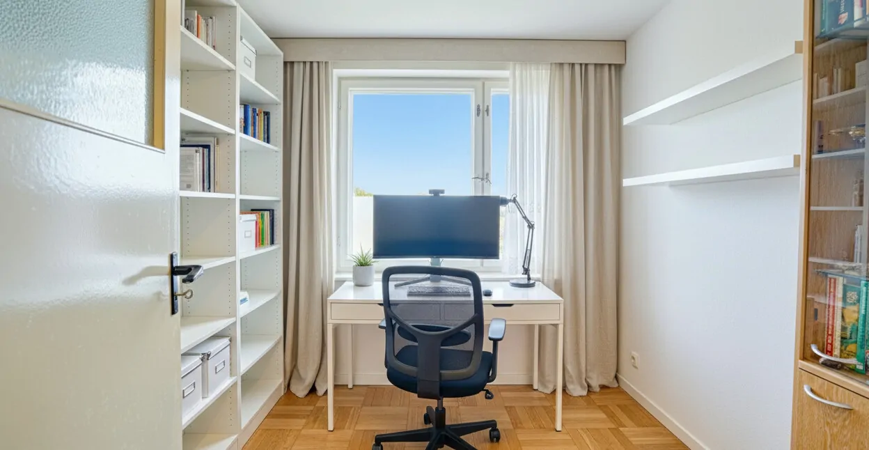 Arbeitszimmer digital möbliert