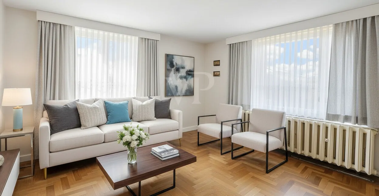 Wohnzimmer digital möbliert