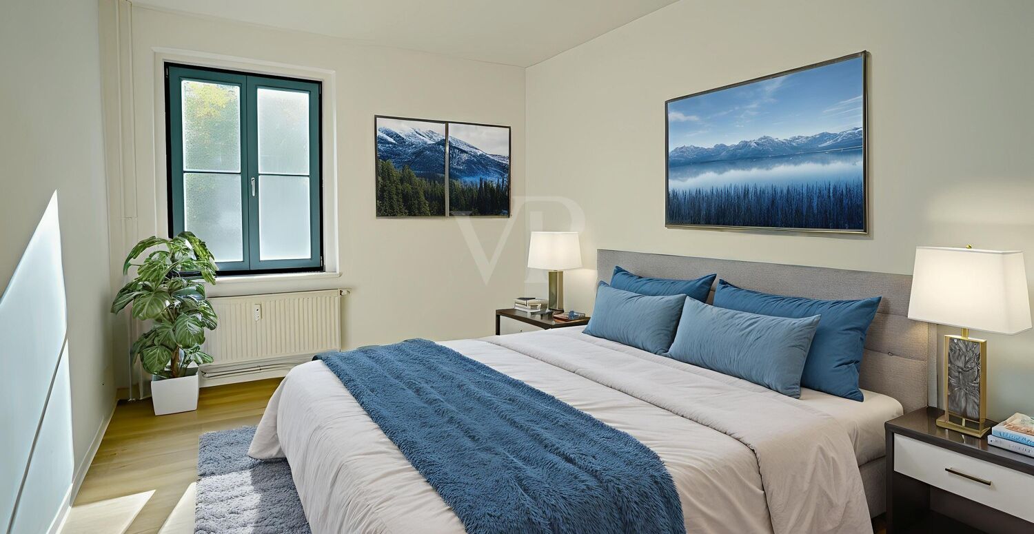 Schlafzimmer digital möbliert