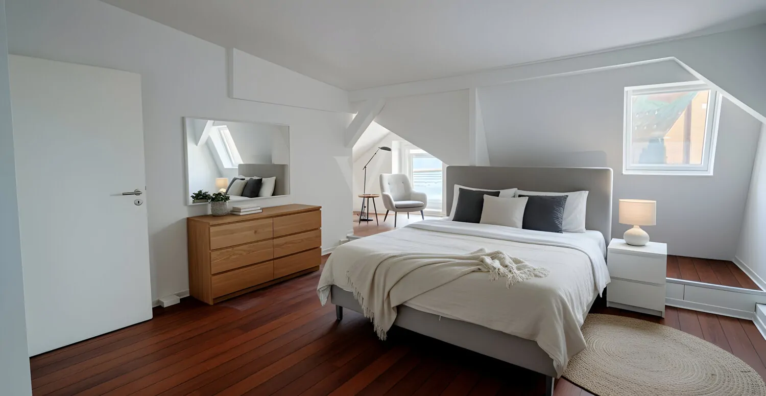 Schlafzimmer digital möbliert