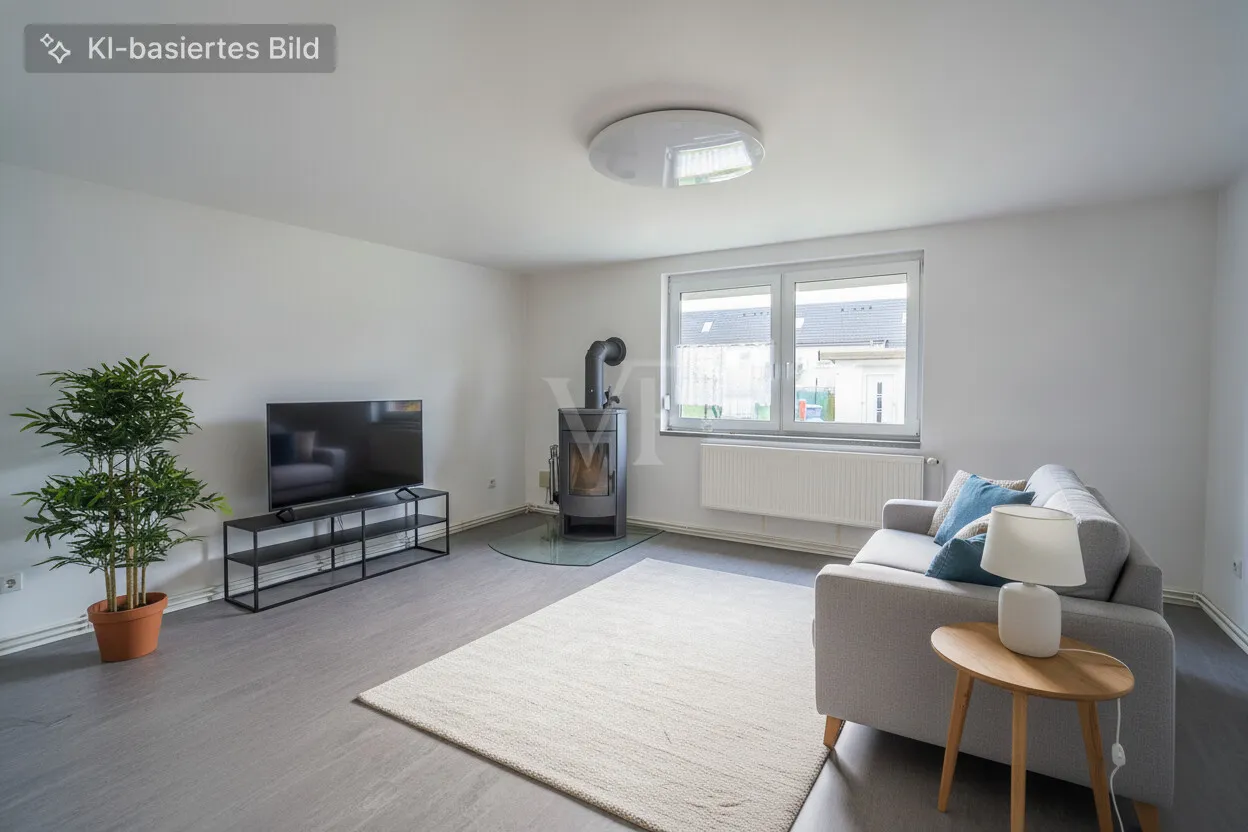 Wohnzimmer digital möbliert