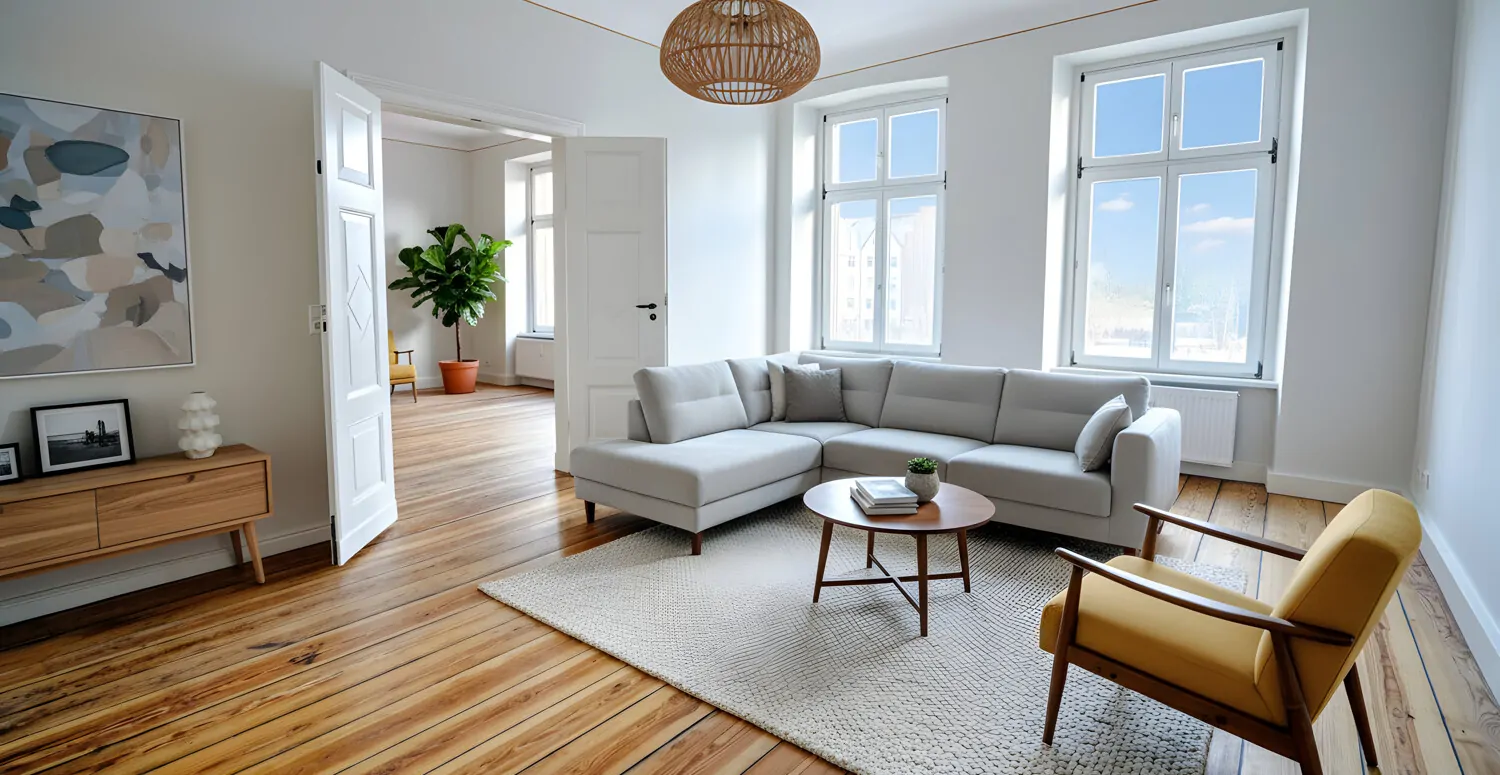 Wohnzimmer digital möbliert