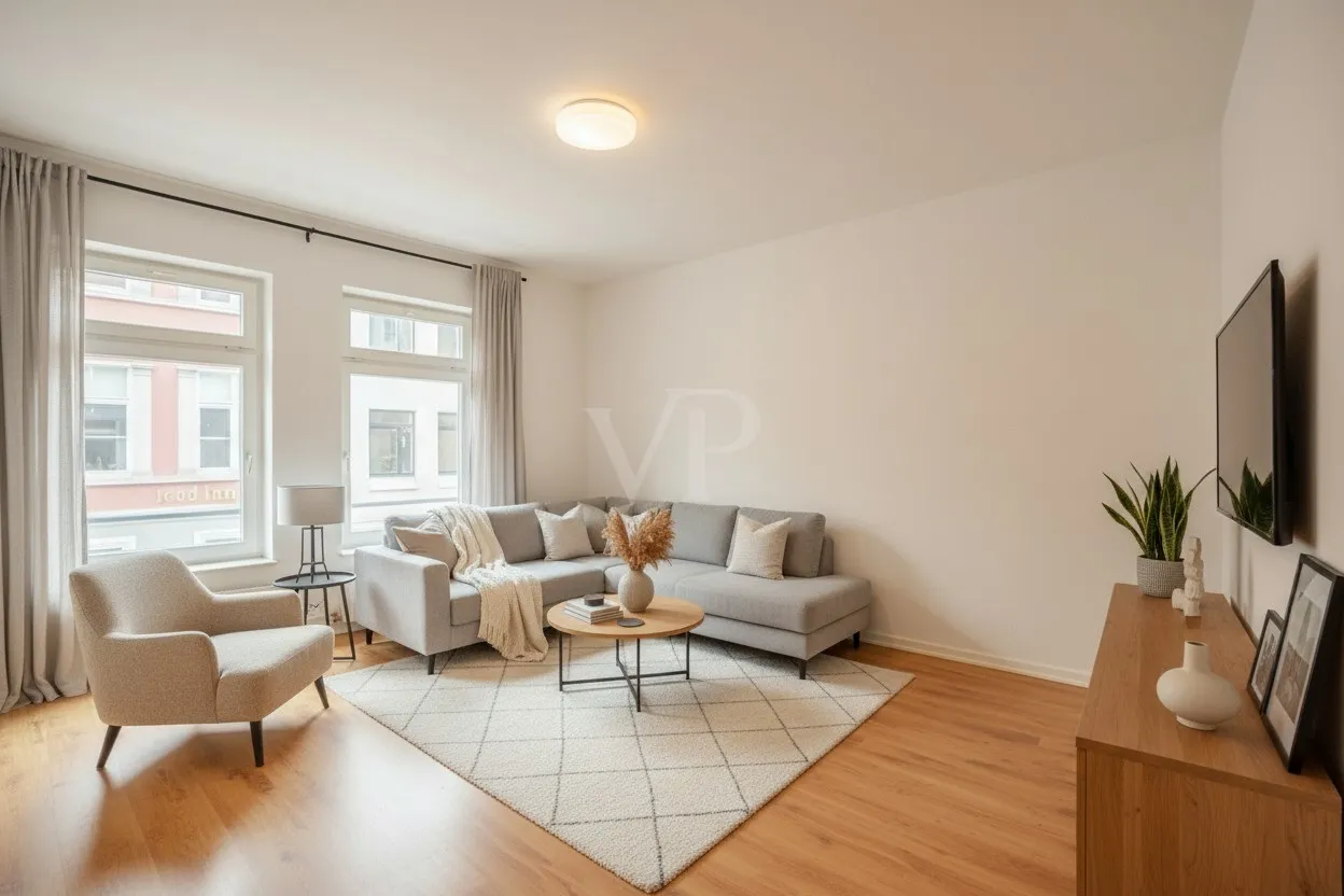 Wohnzimmer digital möbliert