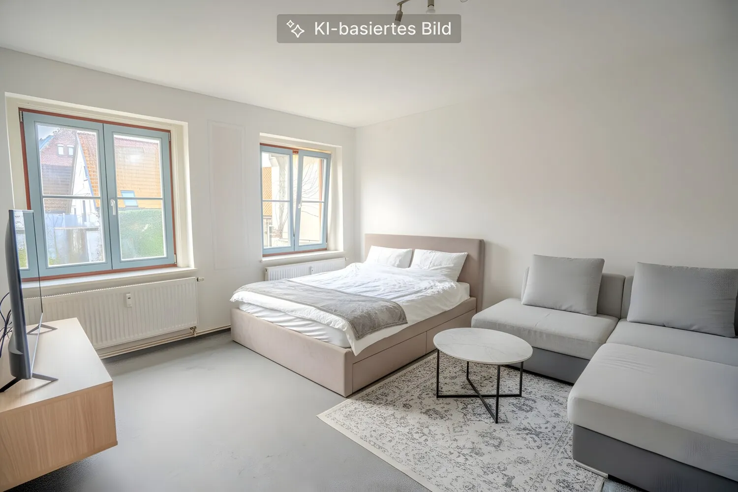 Wohn- und Schlafzimmer digital möbliert