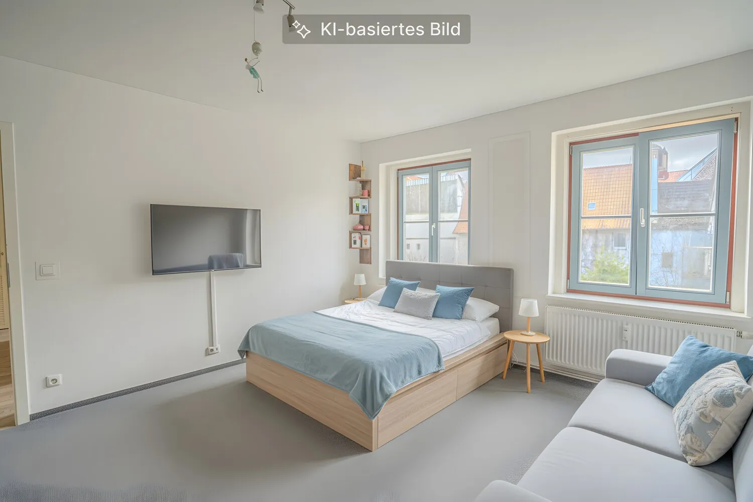 Wohn- und Schlafzimmer digital möbliert
