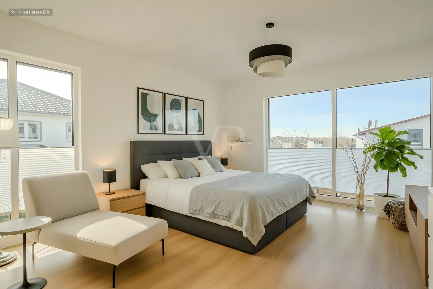 Schlafzimmer digital möbliert