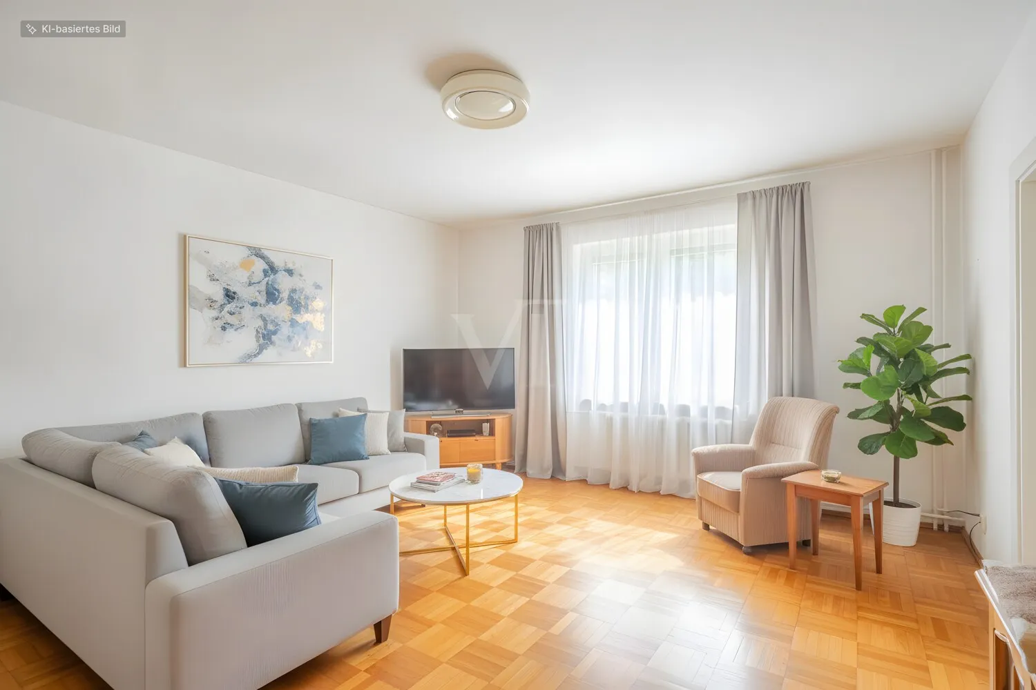 Wohnzimmer digital möbliert