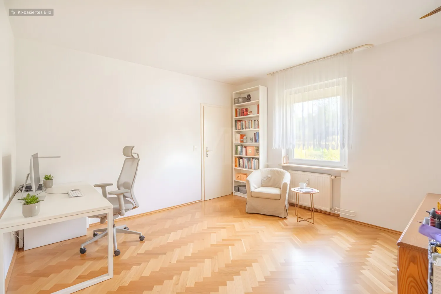 Arbeitszimmer digital möbliert