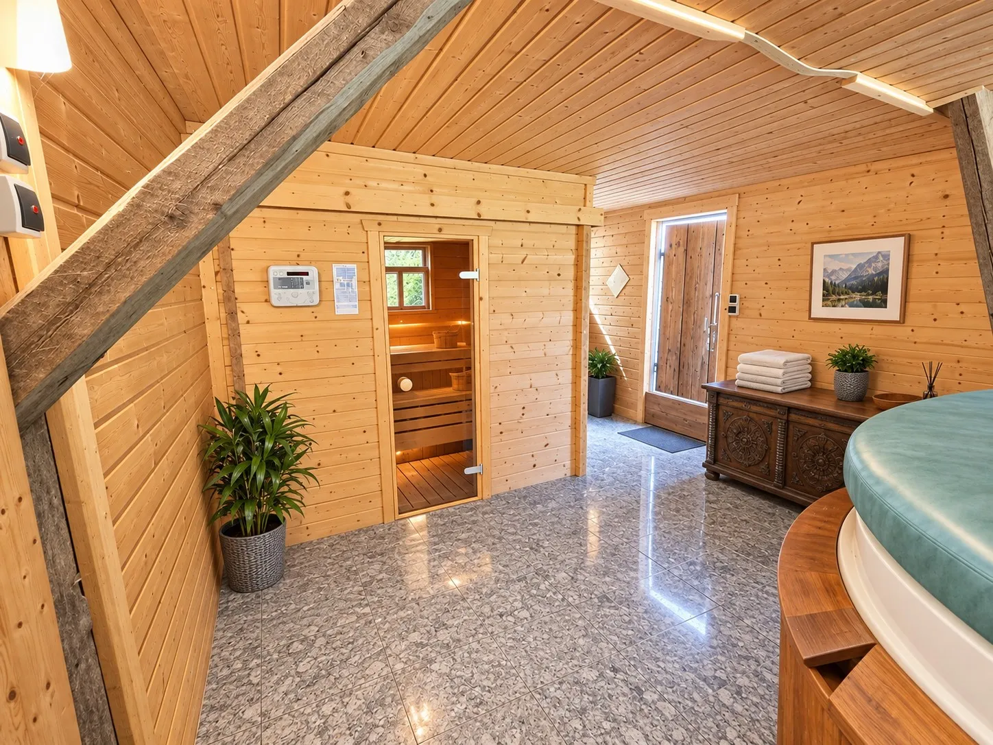 Sauna-Gebäude mit Whirpool und Sauna