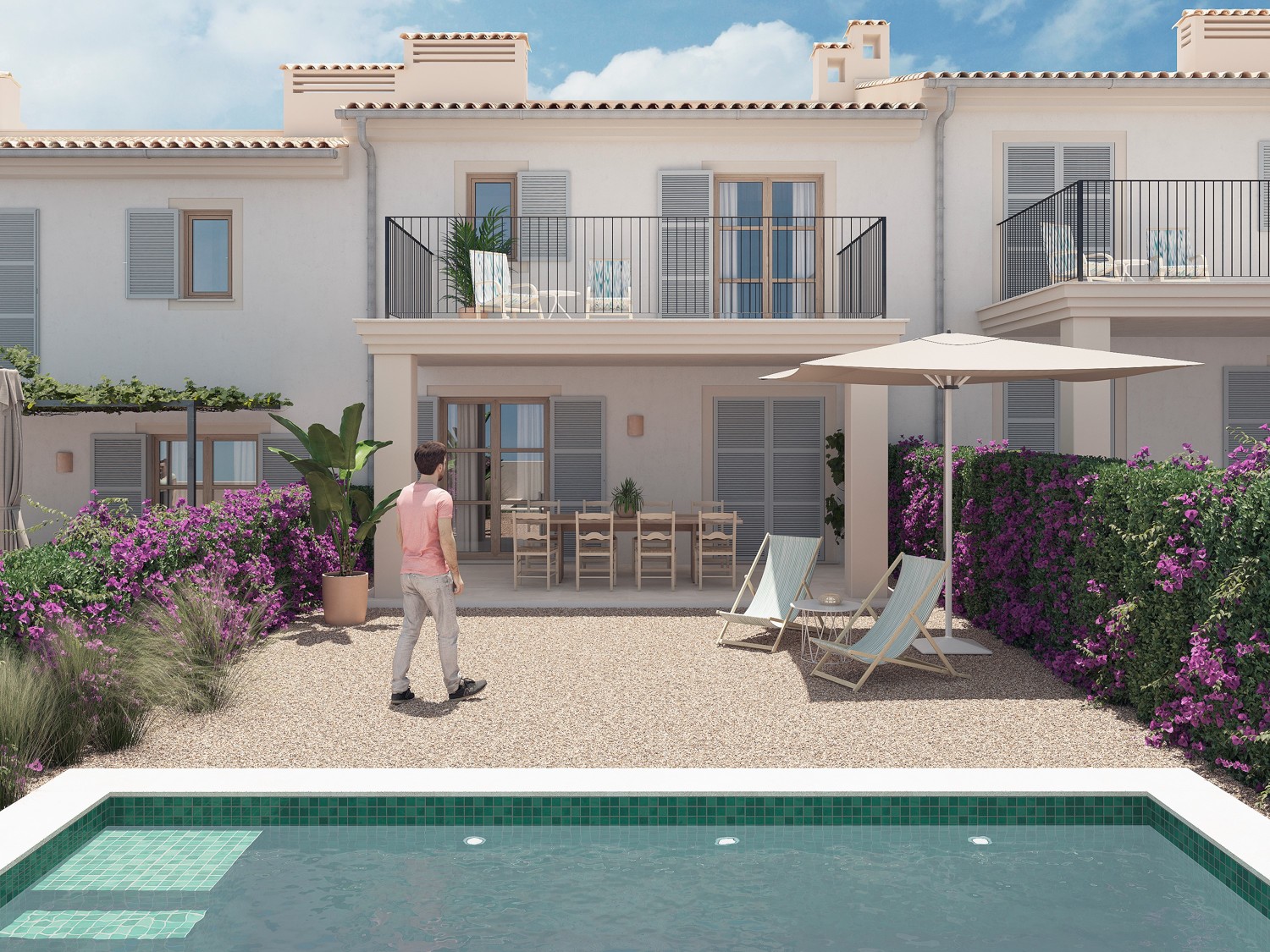 New build project - townhouse with pool and views in Caimari.