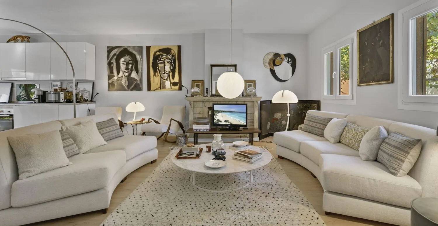 Living area with fireplace