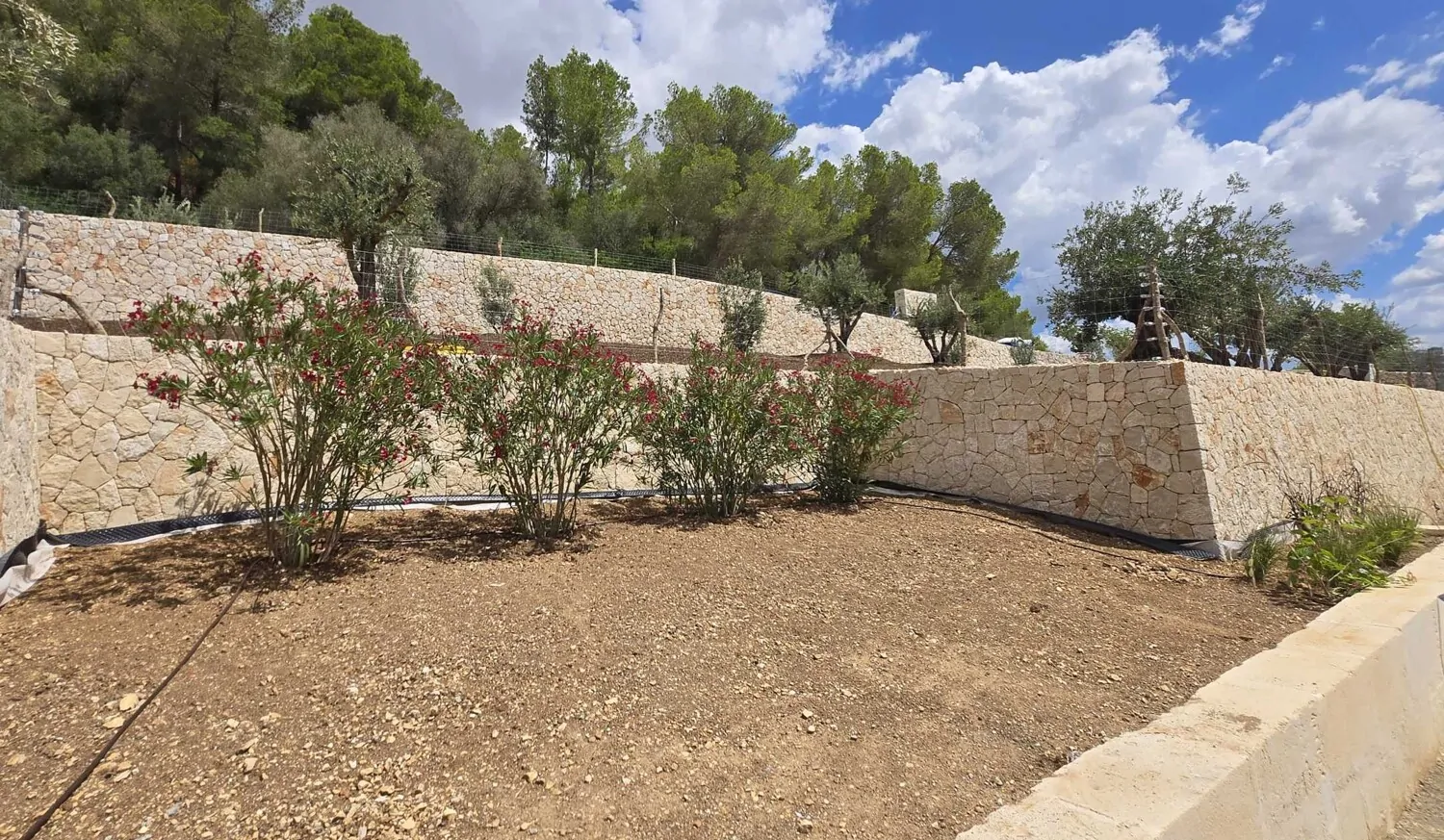 Einfahrt mit Natursteinmauern