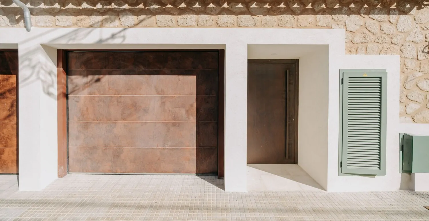 Main entrance and garage