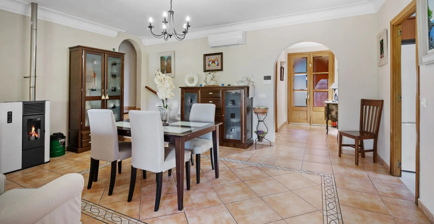 Living room with pellet stove