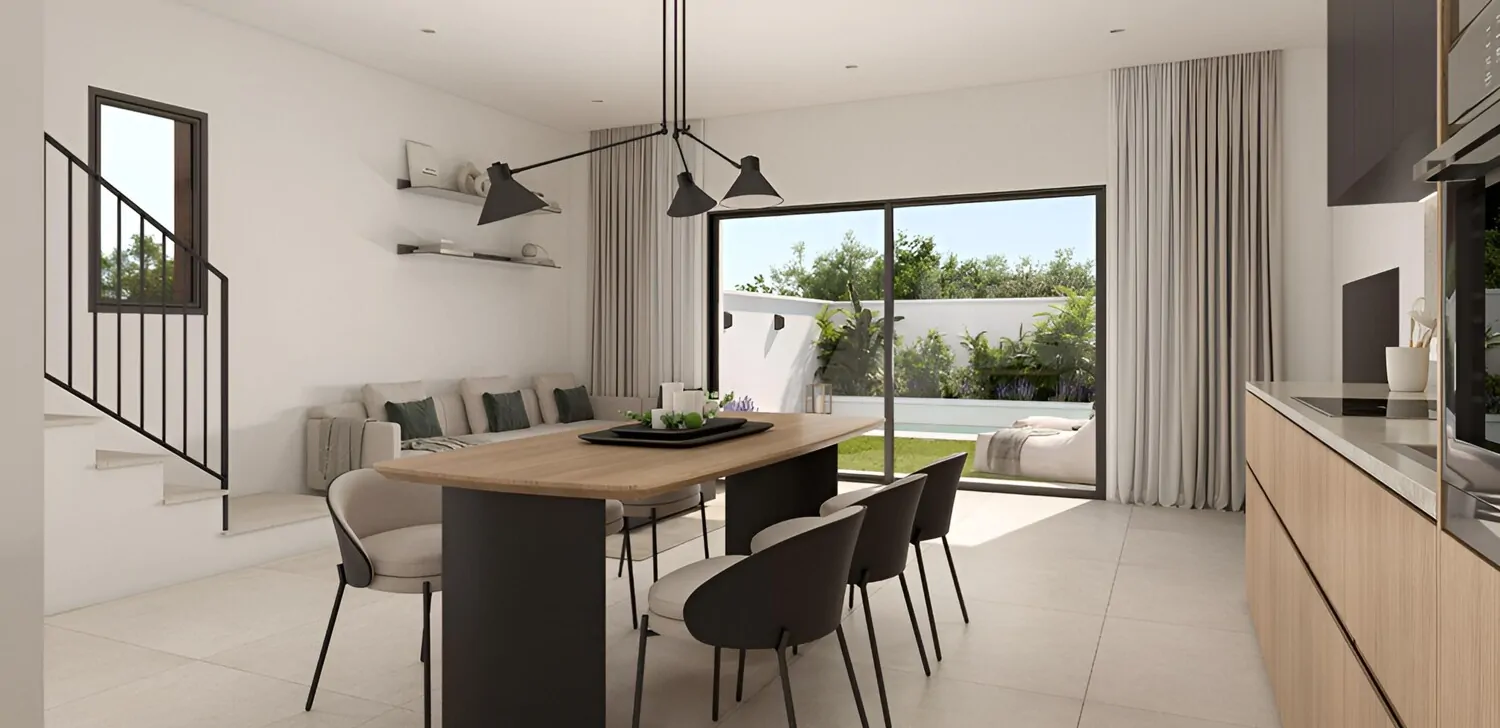 Essbereich und moderne Einbauküche