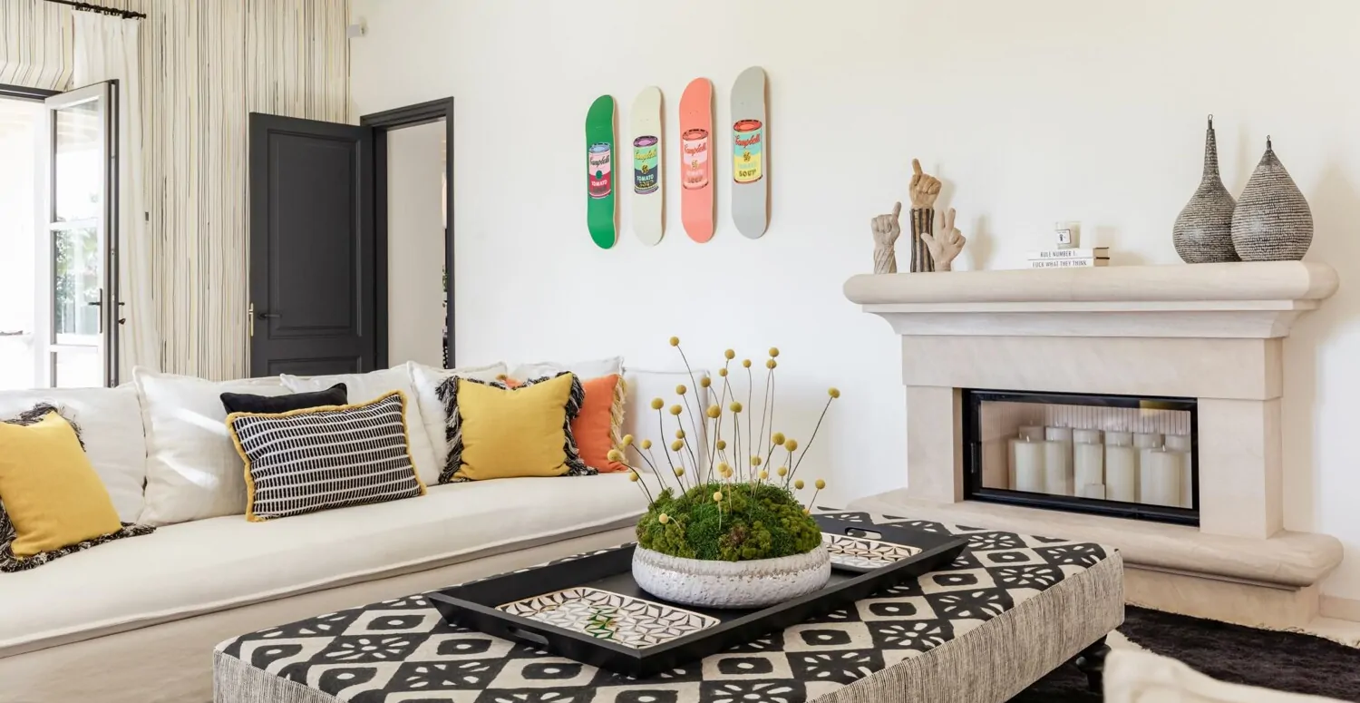 Living room with chimney