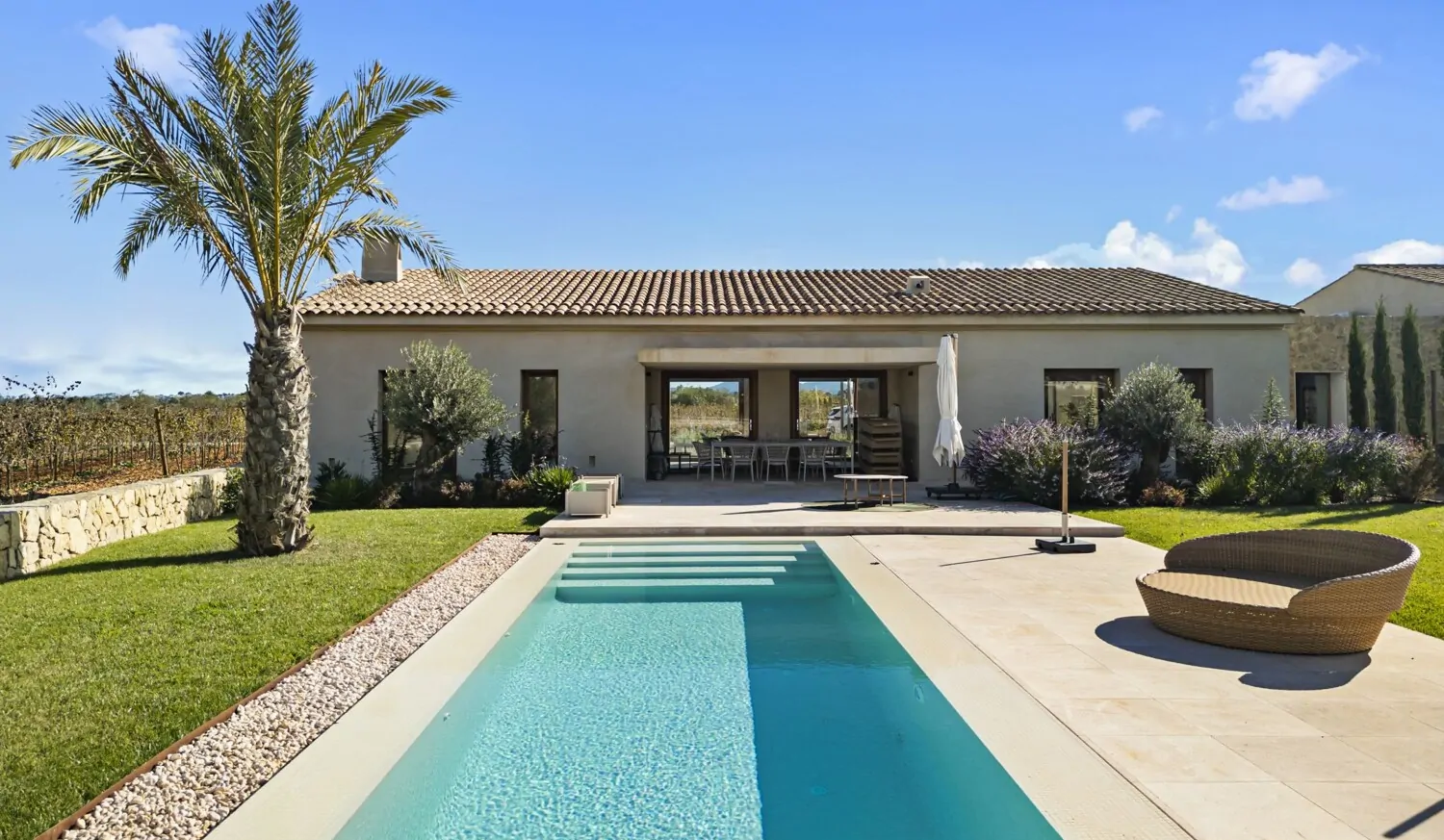 View from the pool towards the house