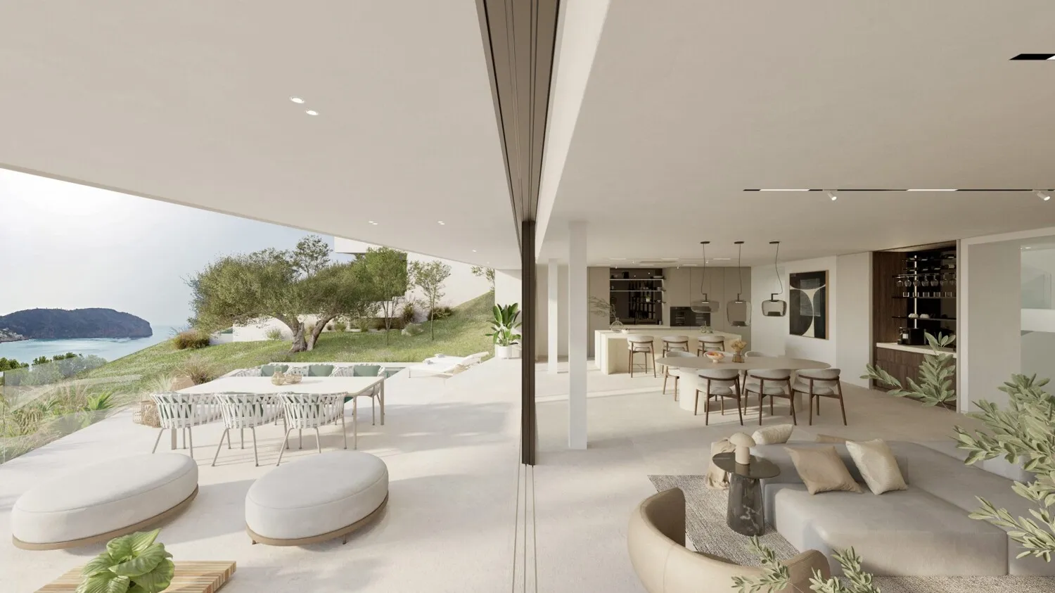 Wohnzimmer und Terrasse