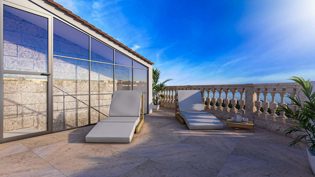 SANTA CATALINA-PALMA-STADTHAUS-BLICK-TERRASSE