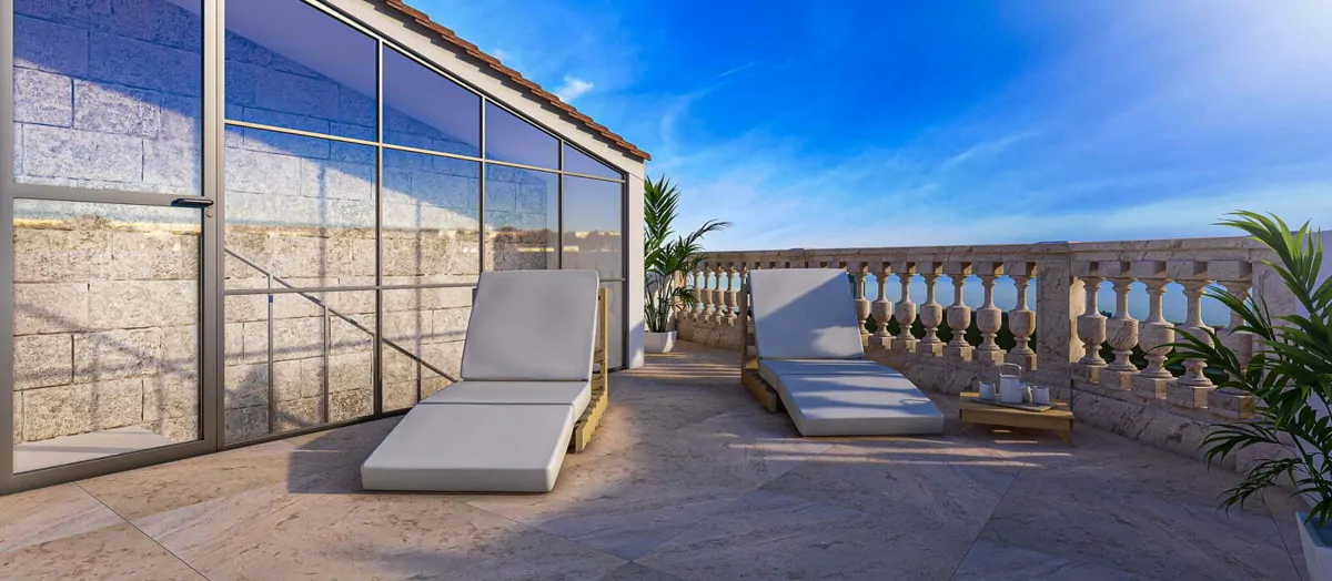 SANTA CATALINA-PALMA-STADTHAUS-BLICK-TERRASSE