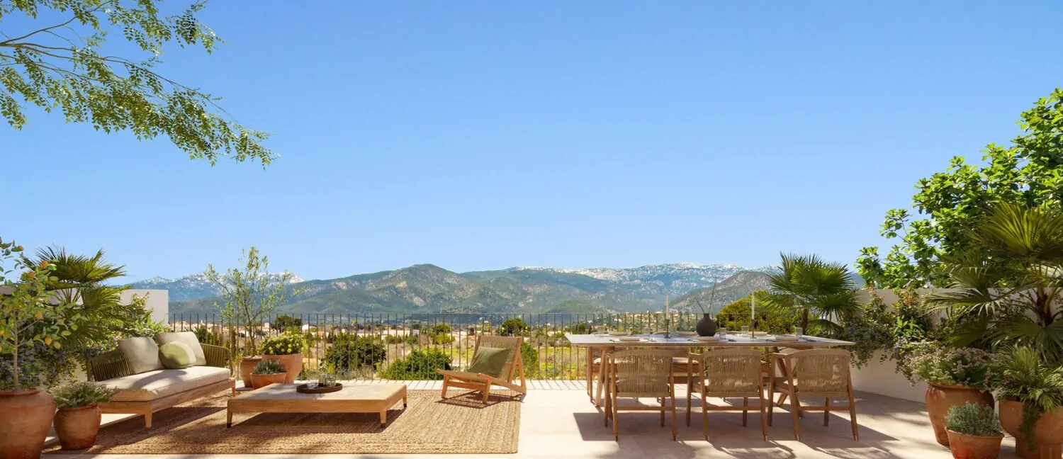 Blick in die Tramuntana von der Dachterrasse