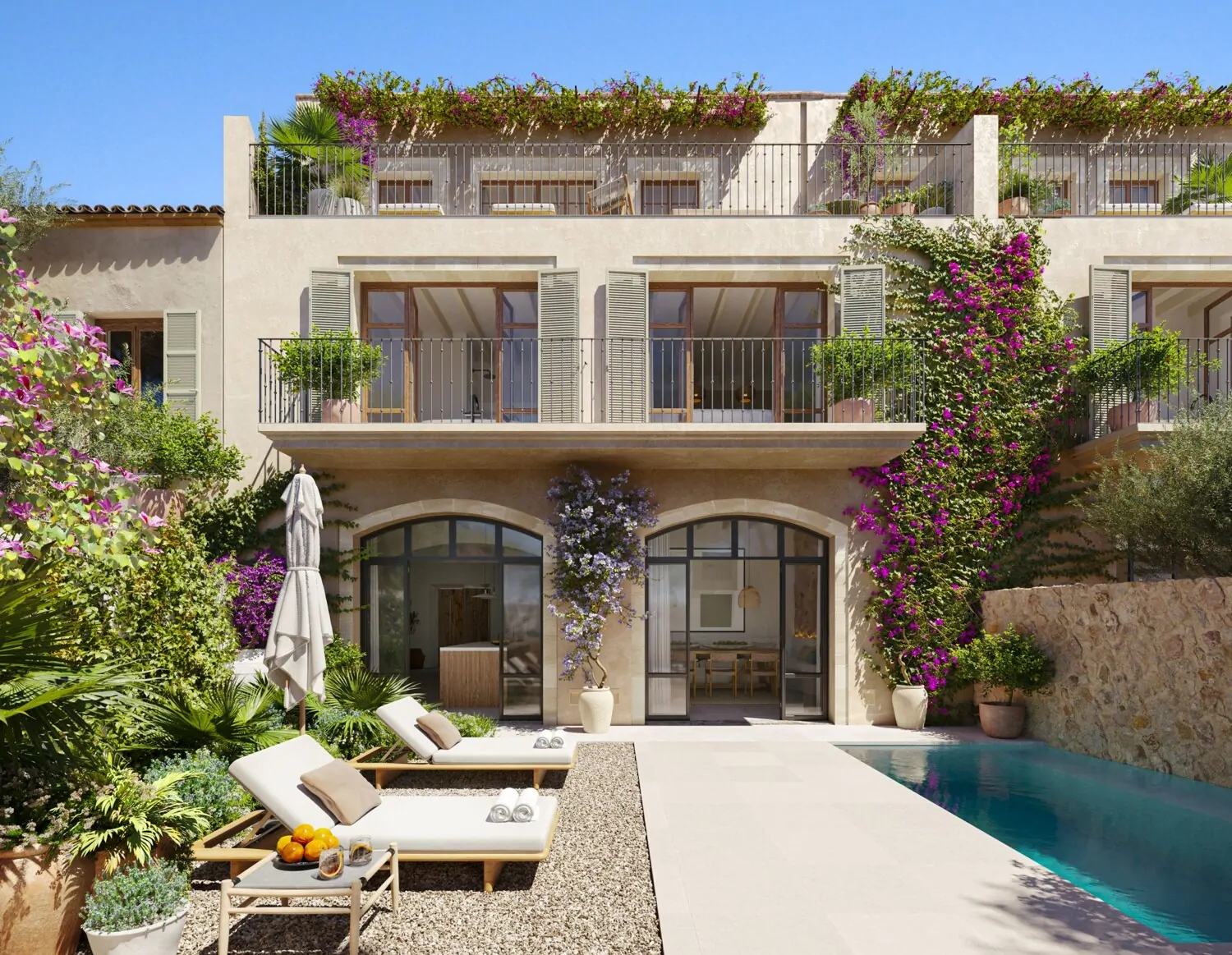 Innenhof und Blick auf die Terrassen