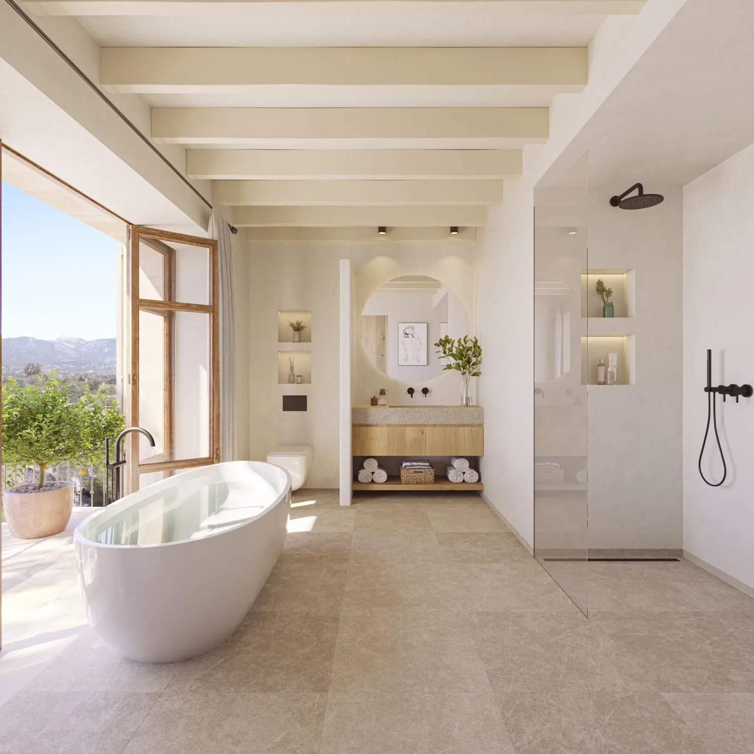 Bathroom with access to the terrace