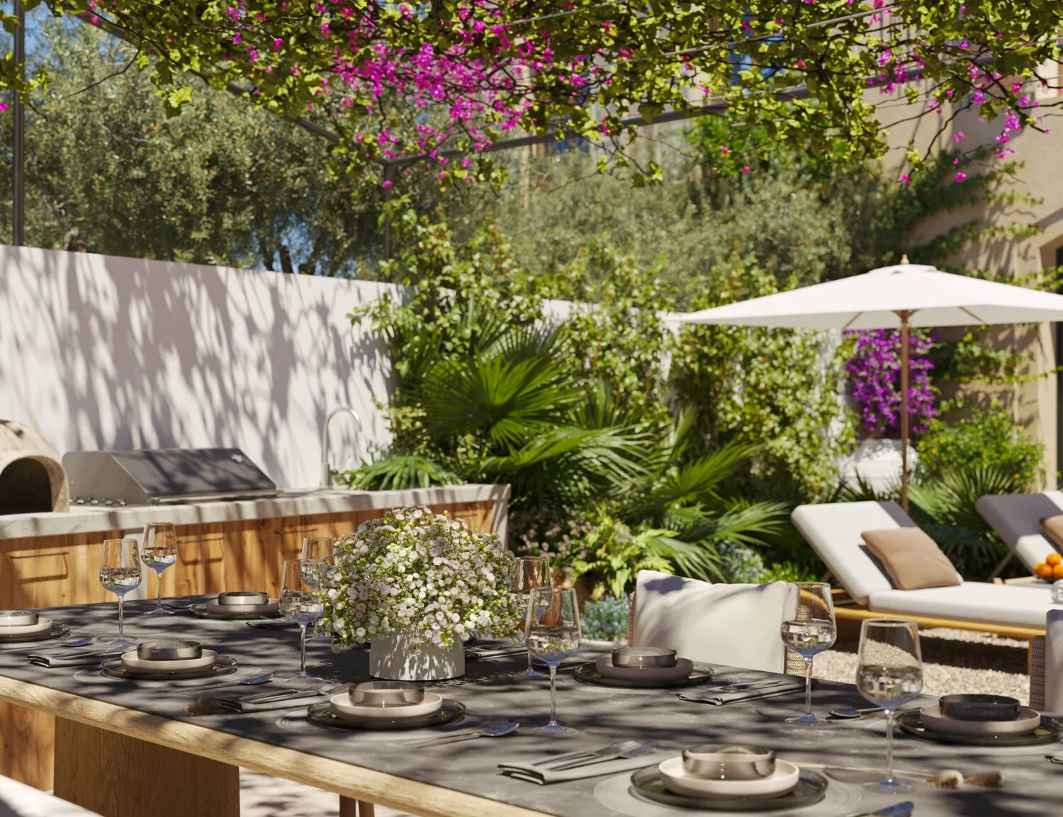 Dining area and outdoor kitchen