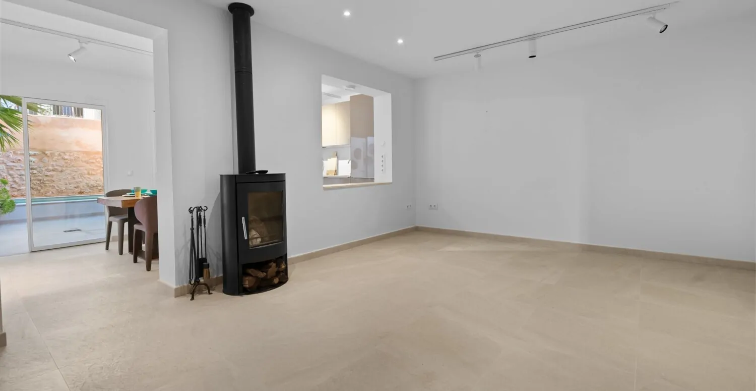 Living room with fireplace