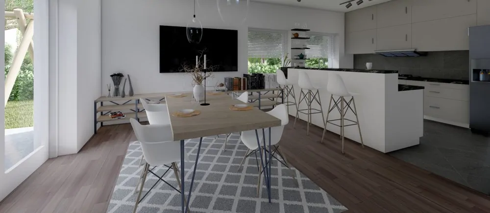 Essbereich mit offener Küche