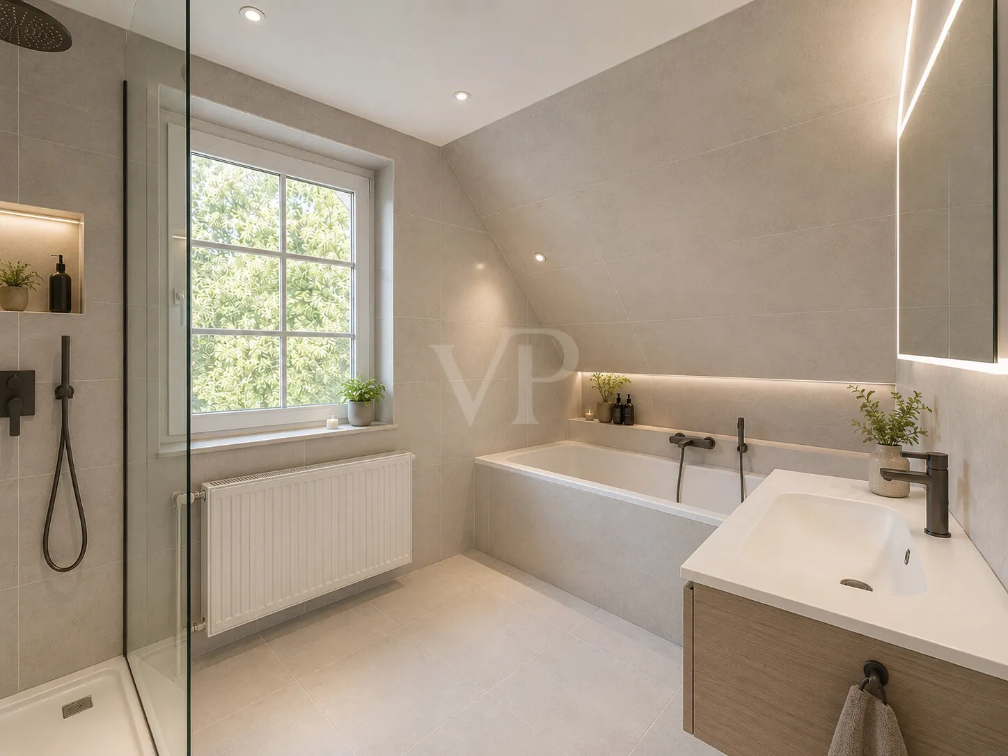 Badezimmer OG - KI generiertes Wohnbeispiel