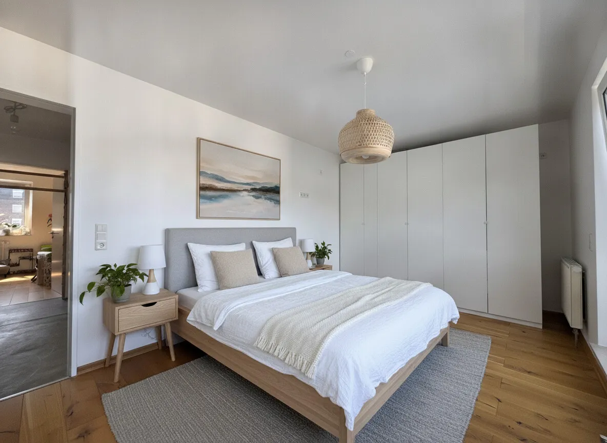Schlafzimmer mit Eichenparkett