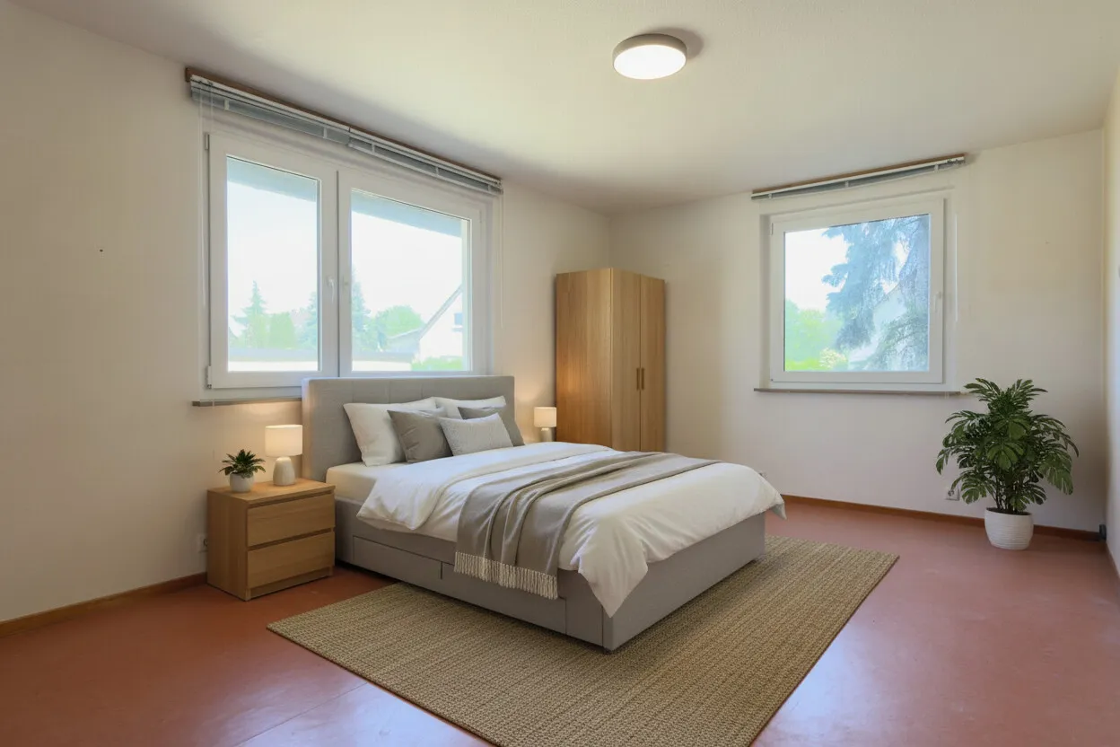 Schlafzimmer mit virtueller Einrichtung